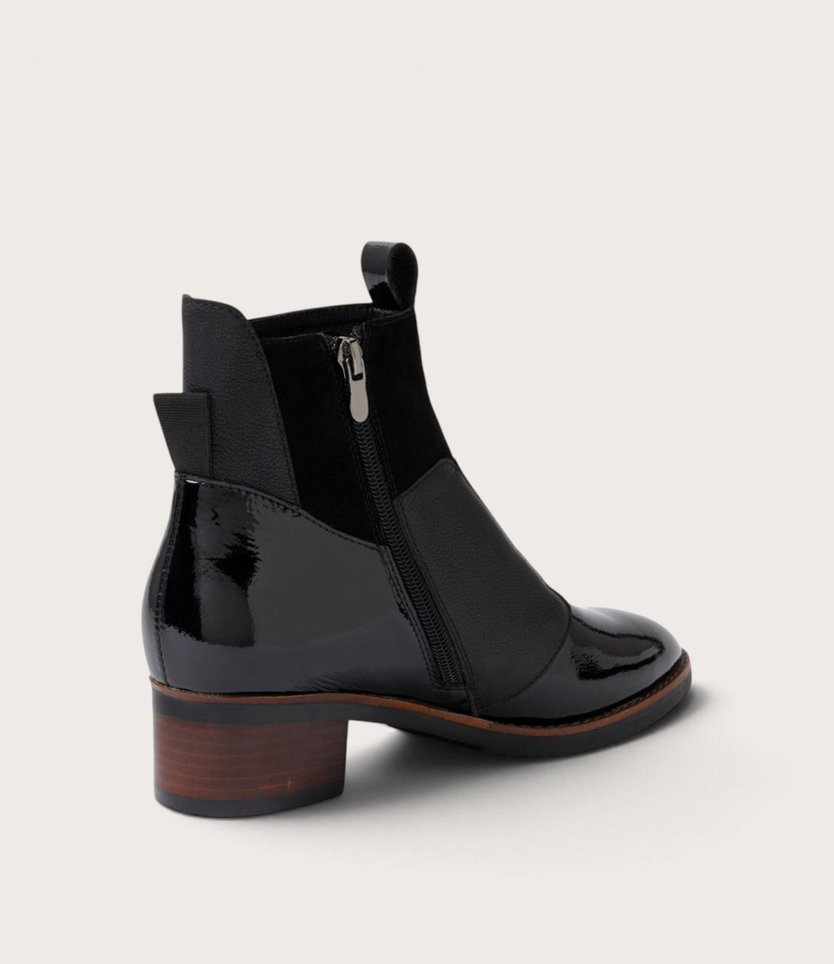 Traigs Black Mix Leather Ankle Boots