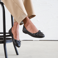 Ballerina Black Leather Ballet Flats, MOLLINI - Shouz