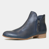 Faye Navy Leather Ankle Boots