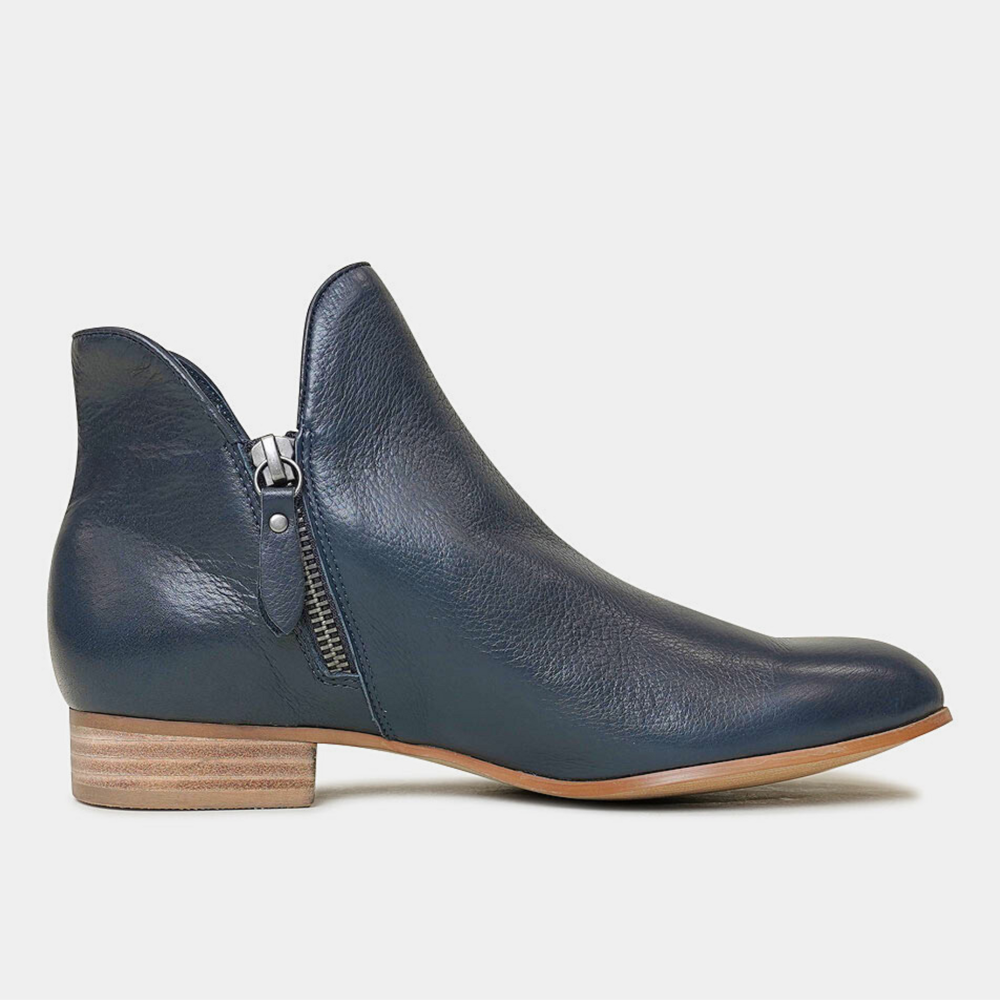 Faye Navy Leather Ankle Boots, DJANGO & JULIETTE - Shouz