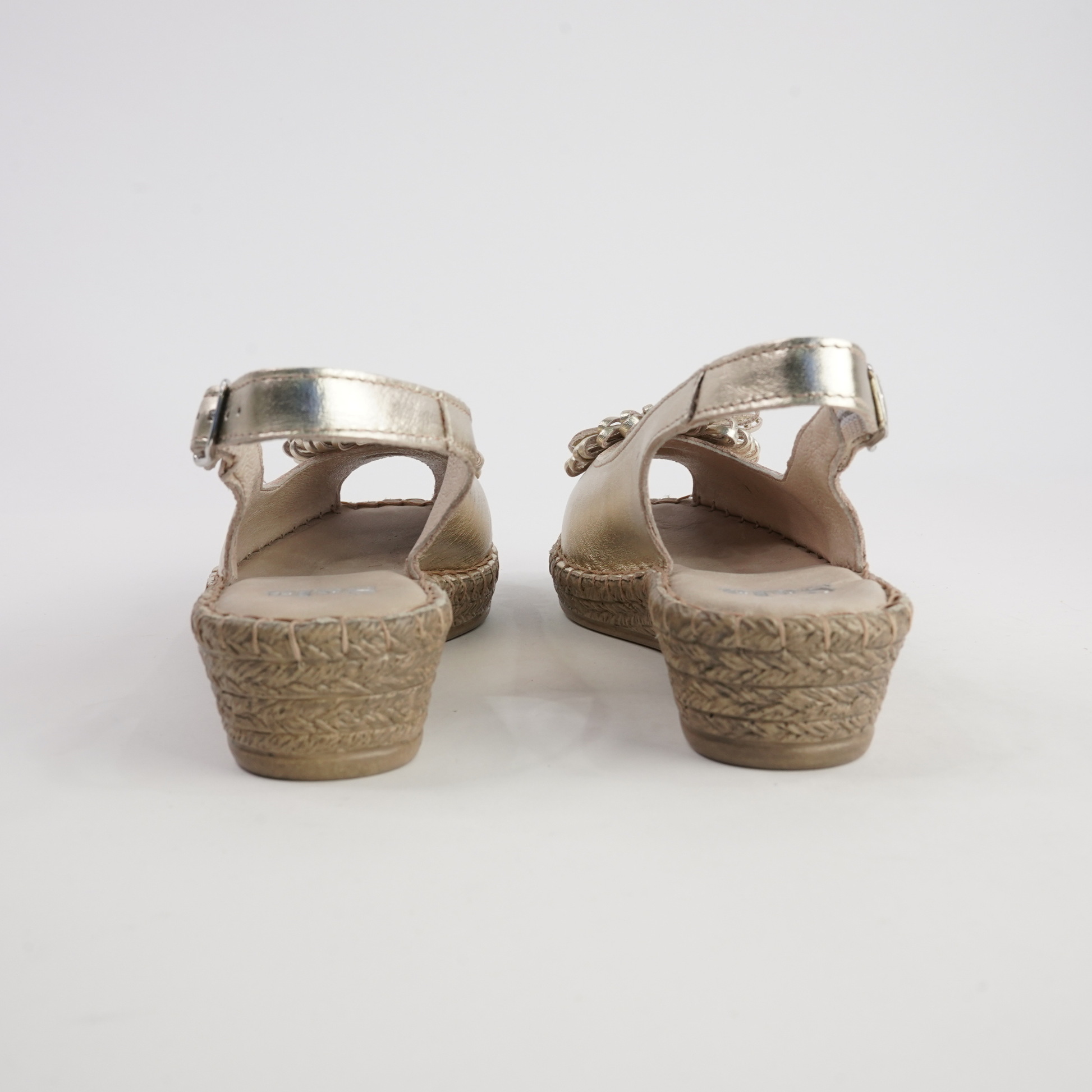 Erica Platino Leather Espadrille Wedges