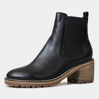 Biscoti Black Leather Ankle Boots