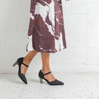 Krama Black Leather Heels