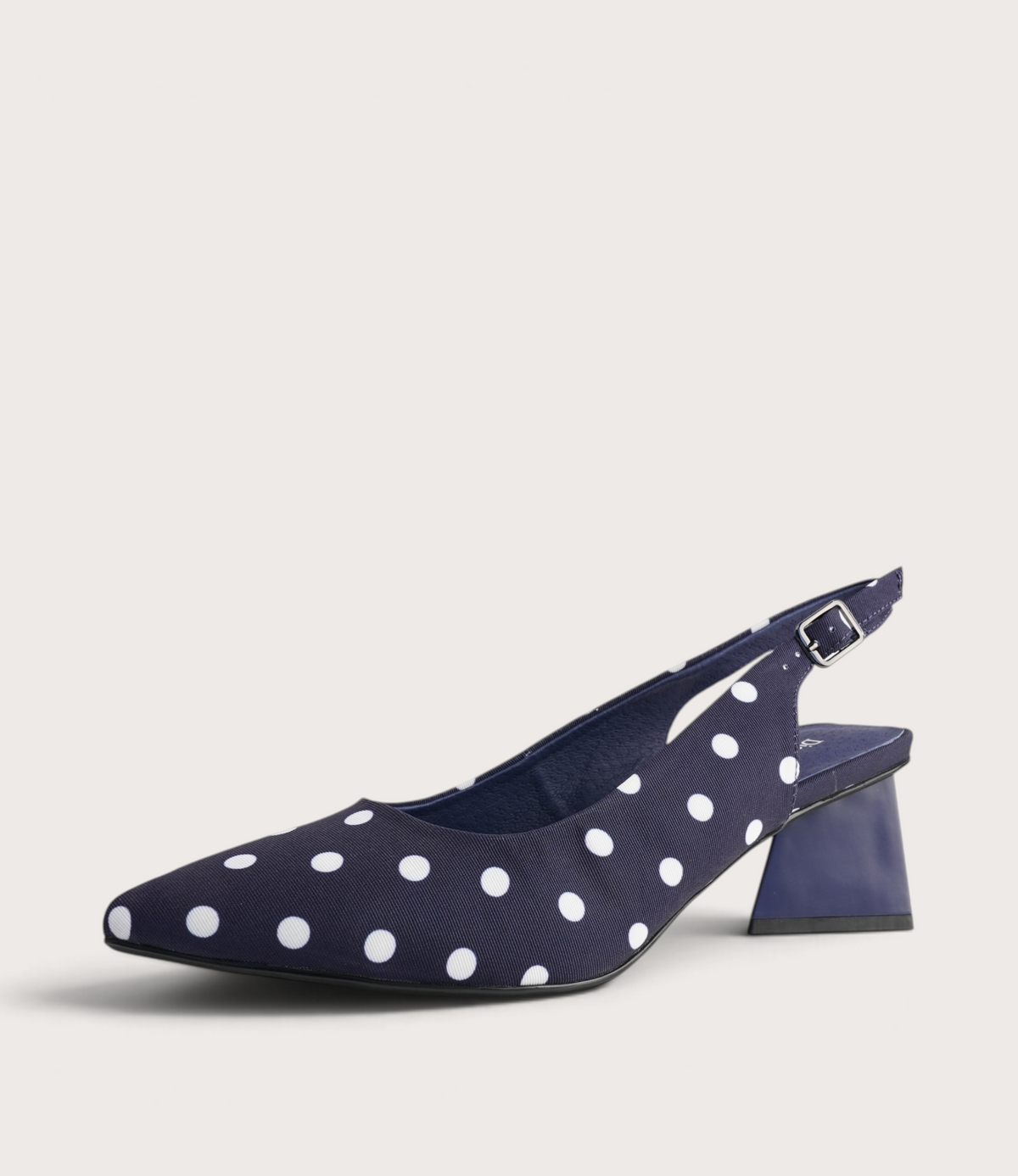 Ihops Navy White Spots Leather Heels - DJANGO AND JULIETTE | Shouz