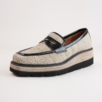 Paella Natural/ Black Leather Loafers