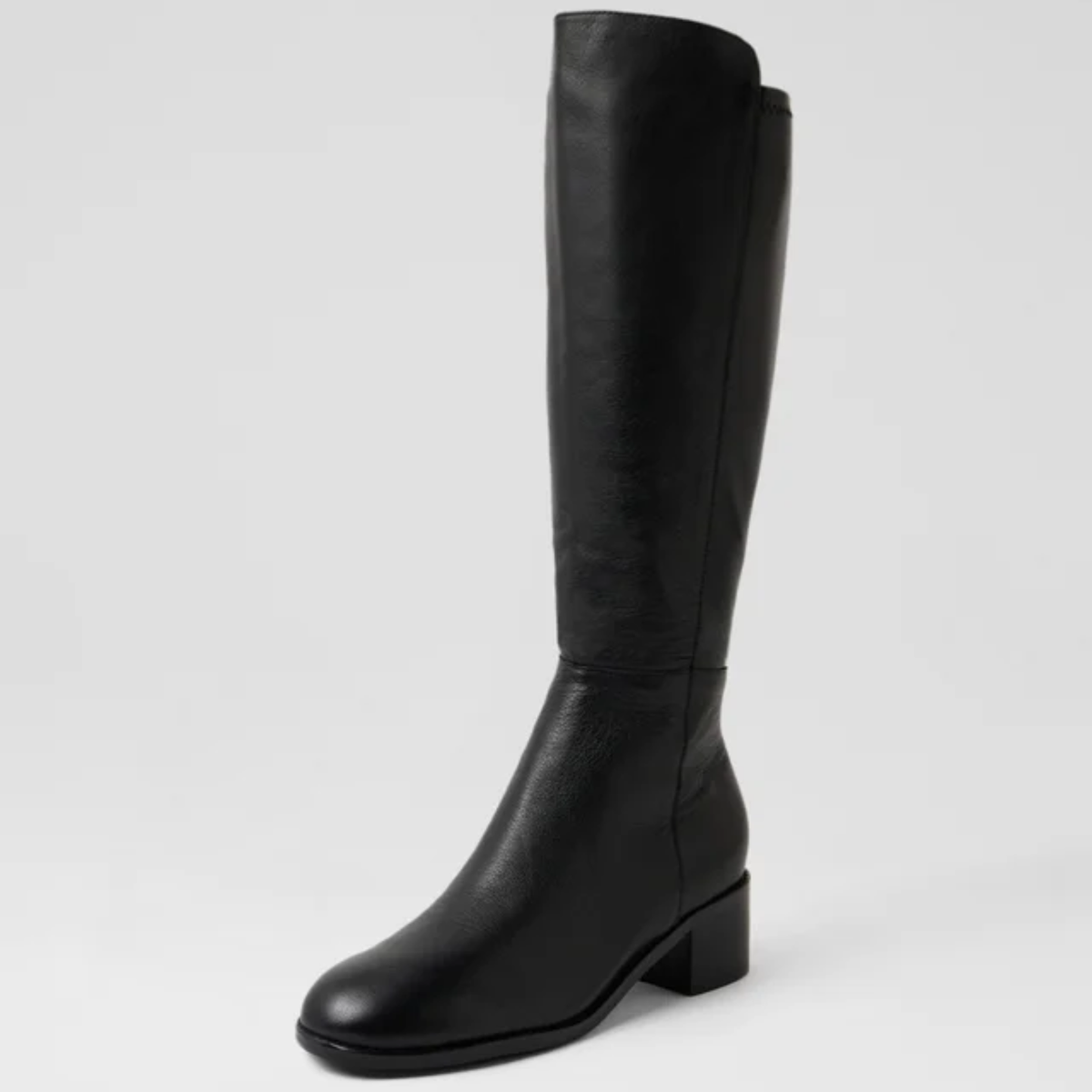 Ronel Black Leather Stretch/ Black Microsuede Knee High Boots - DJANGO AND JULIETTE | Shouz