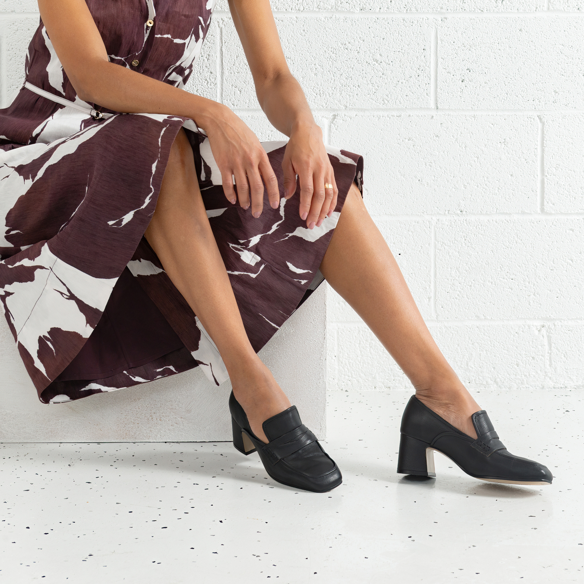 Kendill Black Leather Heeled Loafers