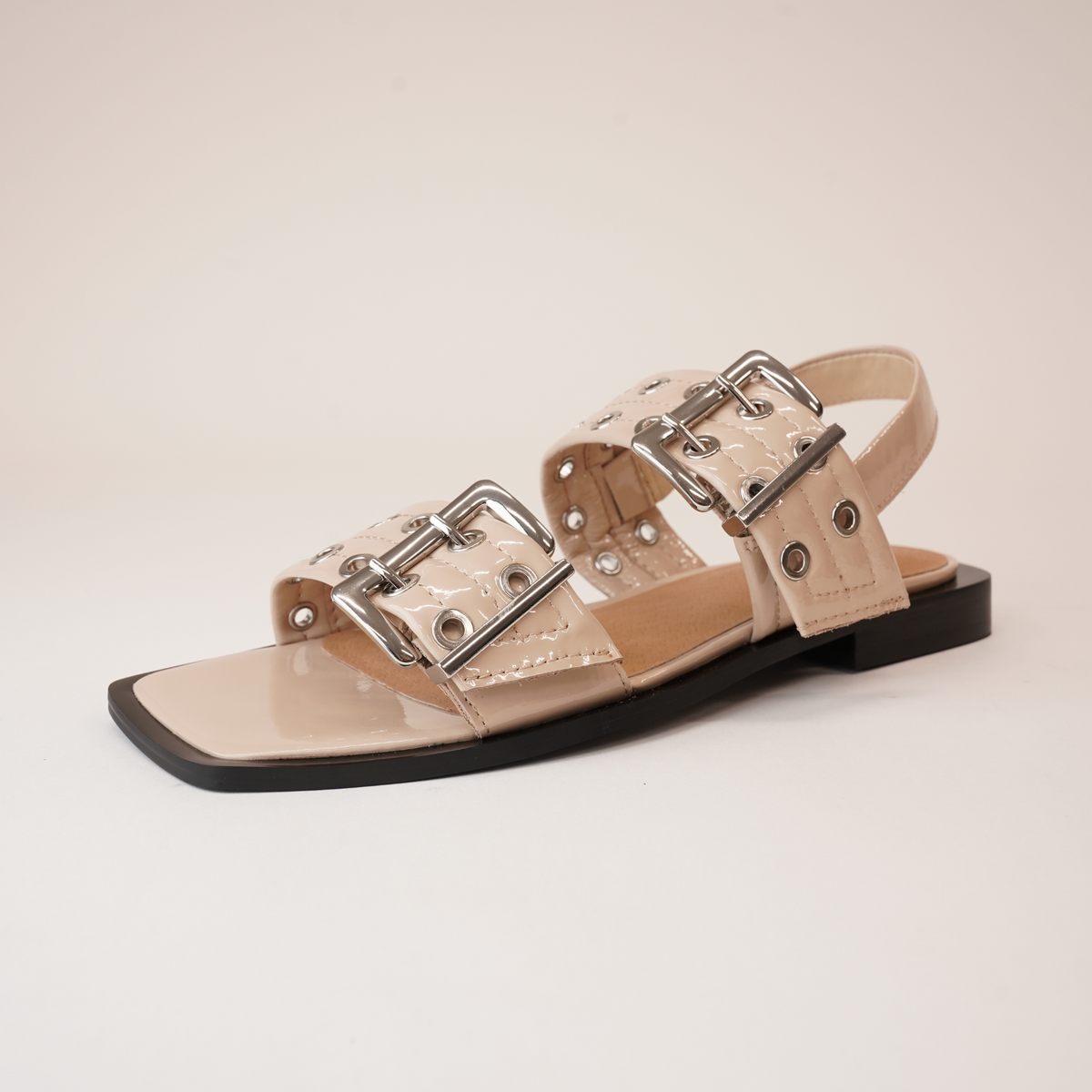 Savina Latte Patent Leather Sandals - MOLLINI | Shouz