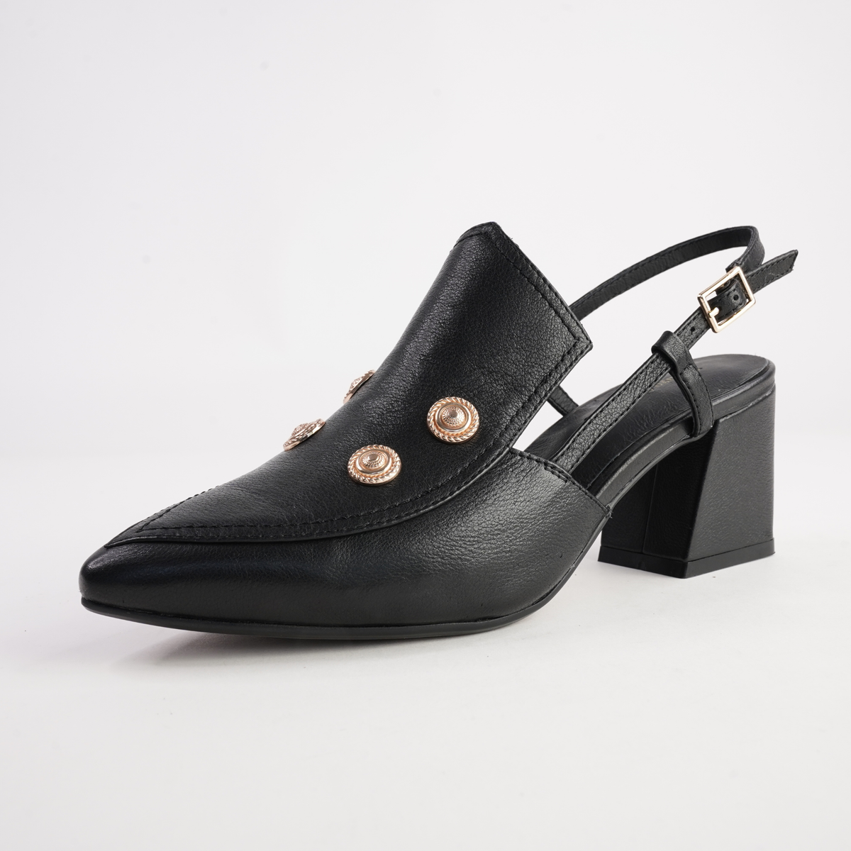 Millso Black Leather Heels - DJANGO AND JULIETTE | Shouz