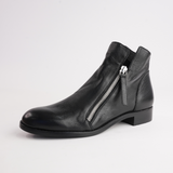 Norys Black/ Black Heel Leather Ankle Boots