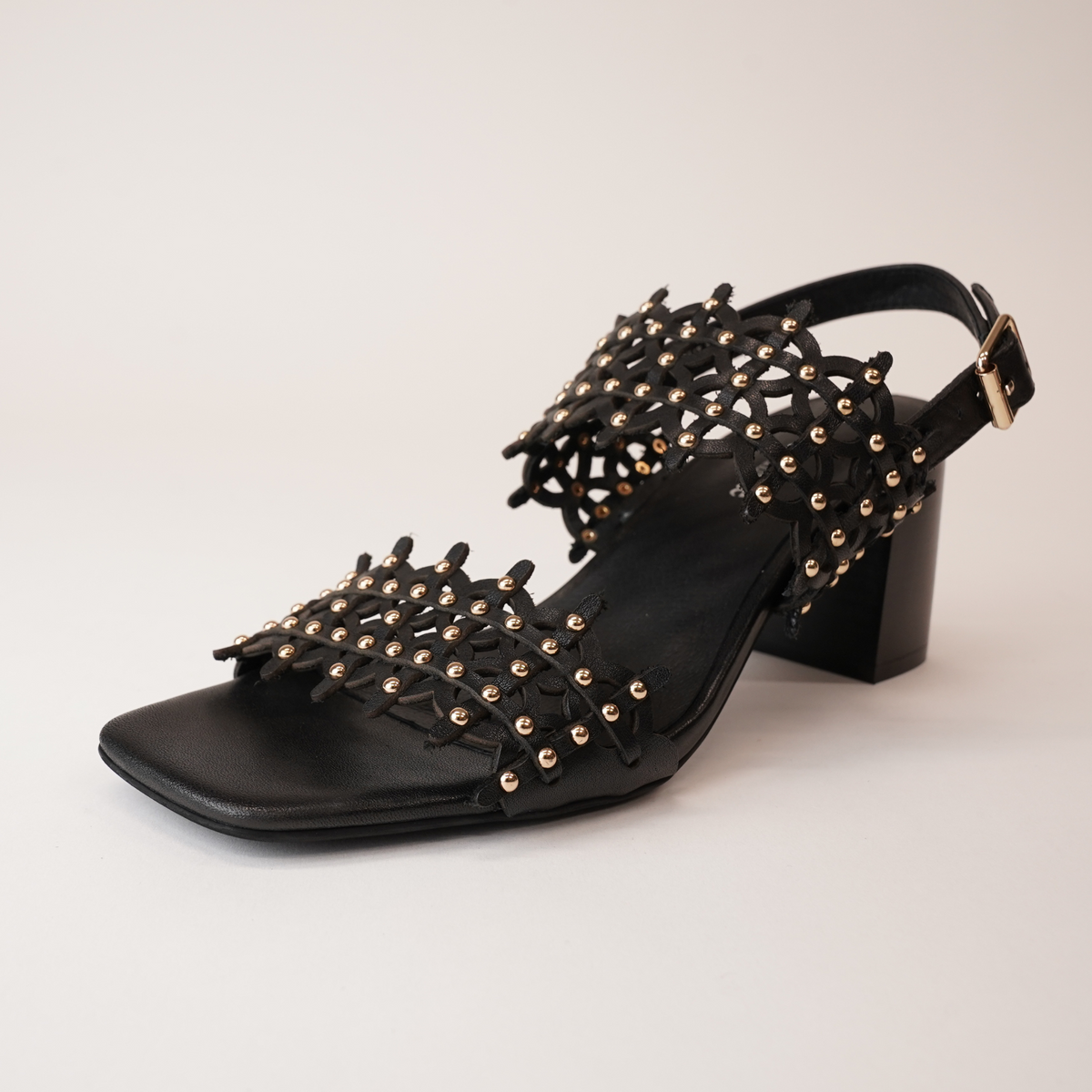 Jully Black/ Black Heel Leather Heels - DJANGO AND JULIETTE | Shouz