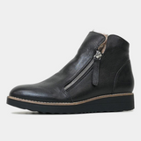 Opal Black Leather/ocelot Fur Ankle Boots