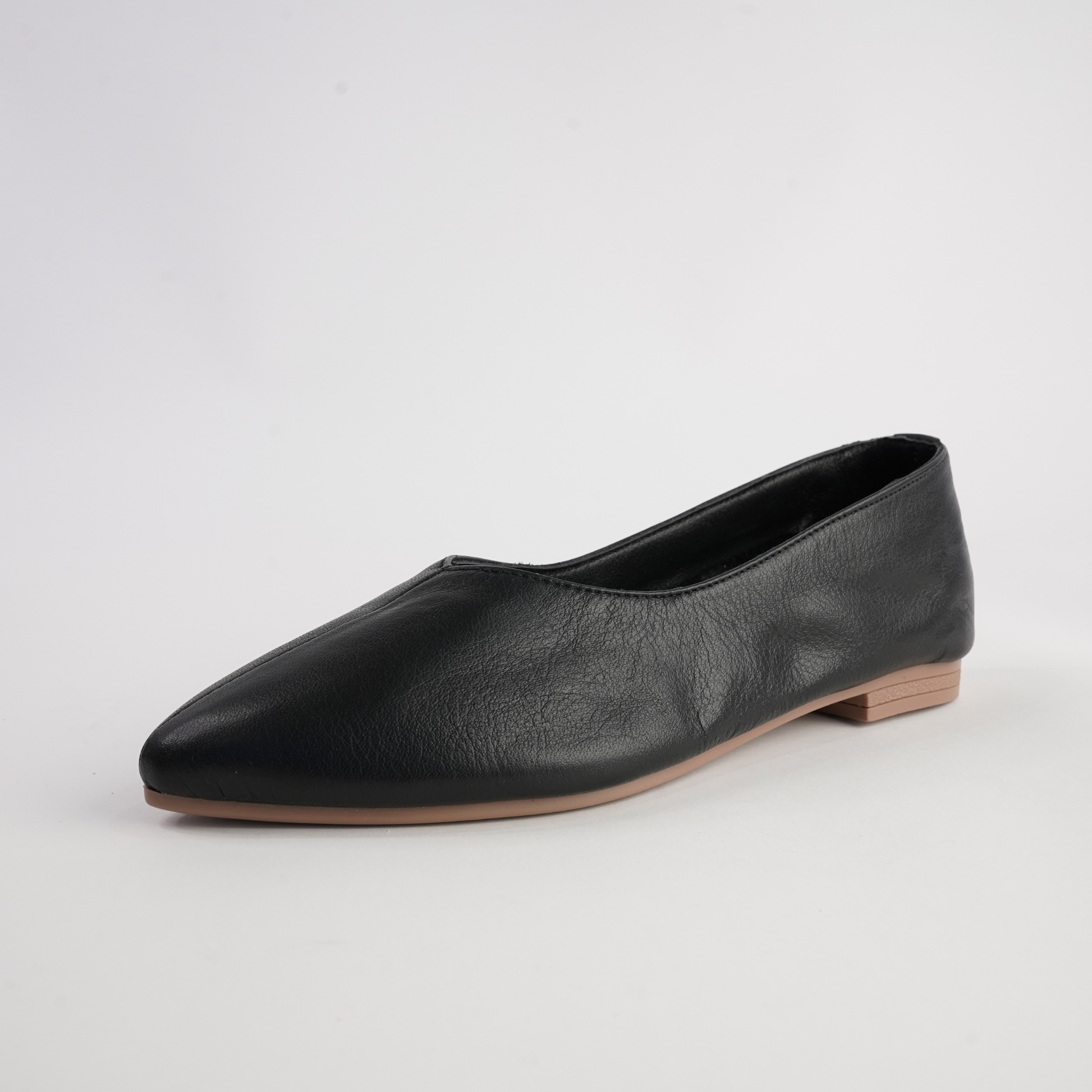 Celeste Black Leather Ballet Flats
