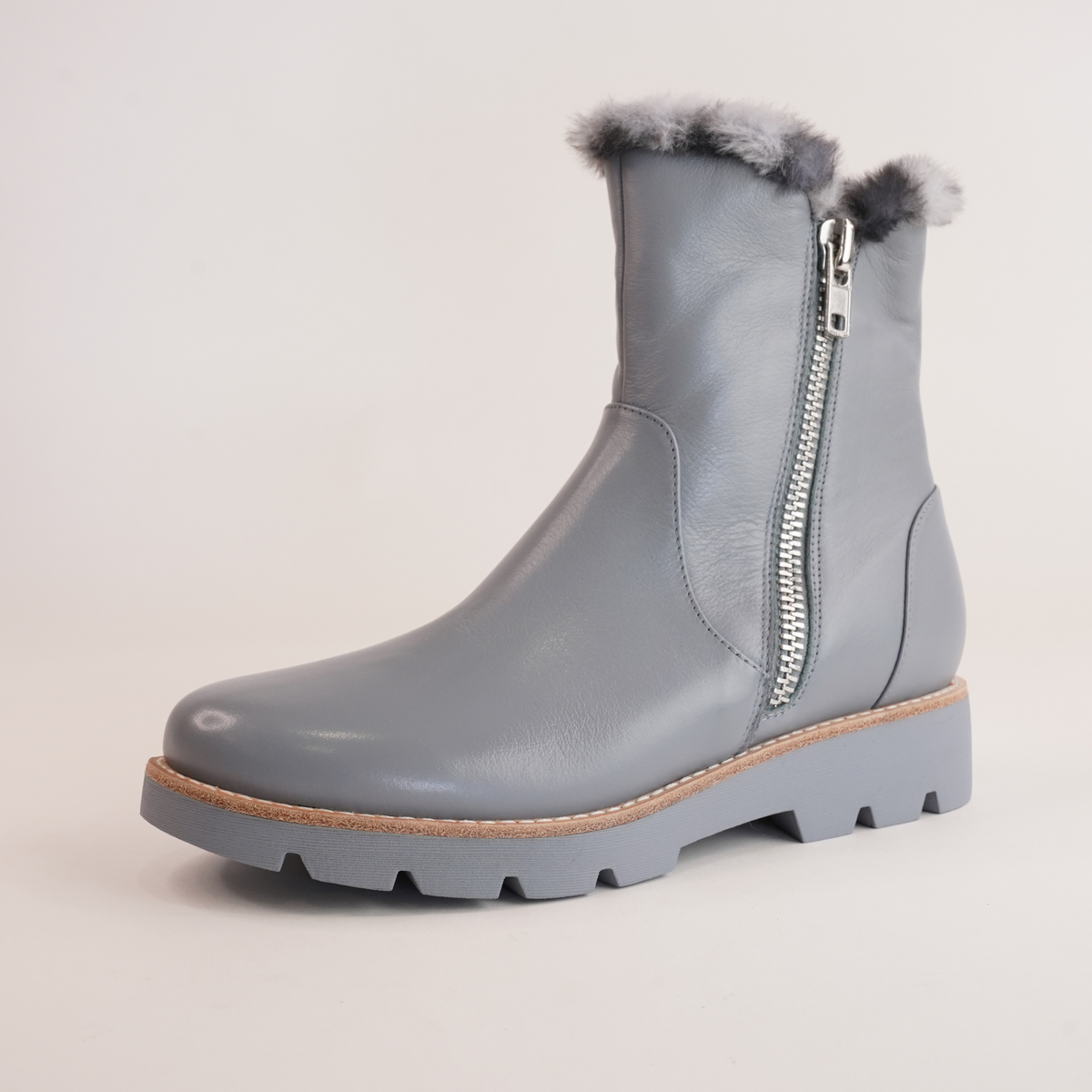 Dlinga Denim/ Denim Leopard Fur Leather Boots - DJANGO AND JULIETTE | Shouz