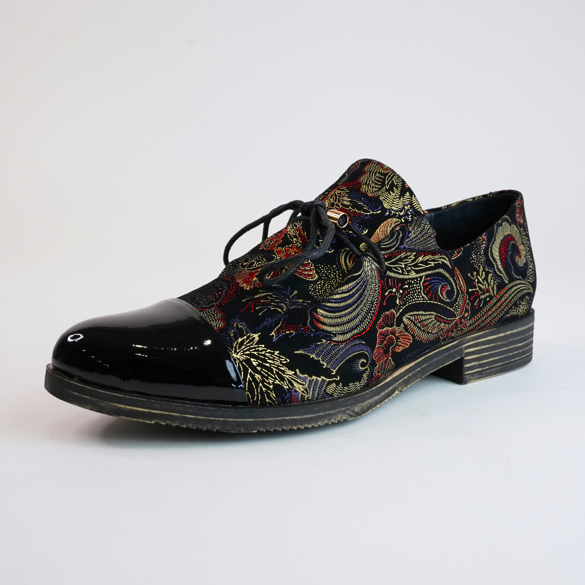 Kotty Black Print/ Regal Print Lace-up Flats