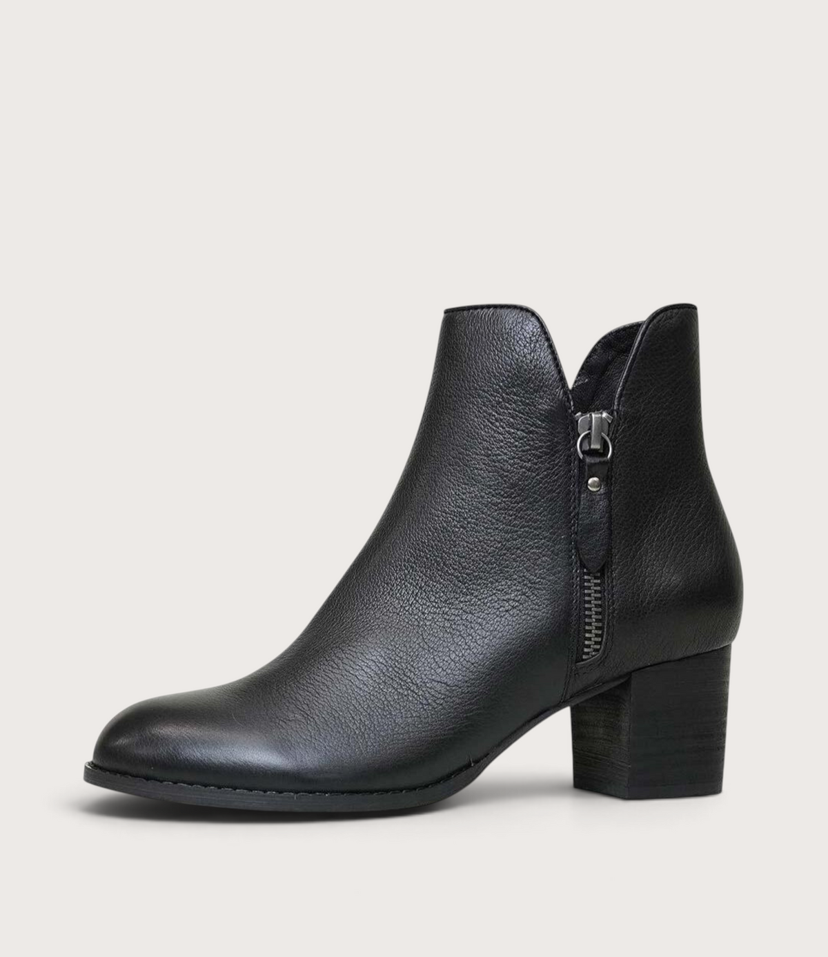 Shiannely Black Leather Ankle Boots