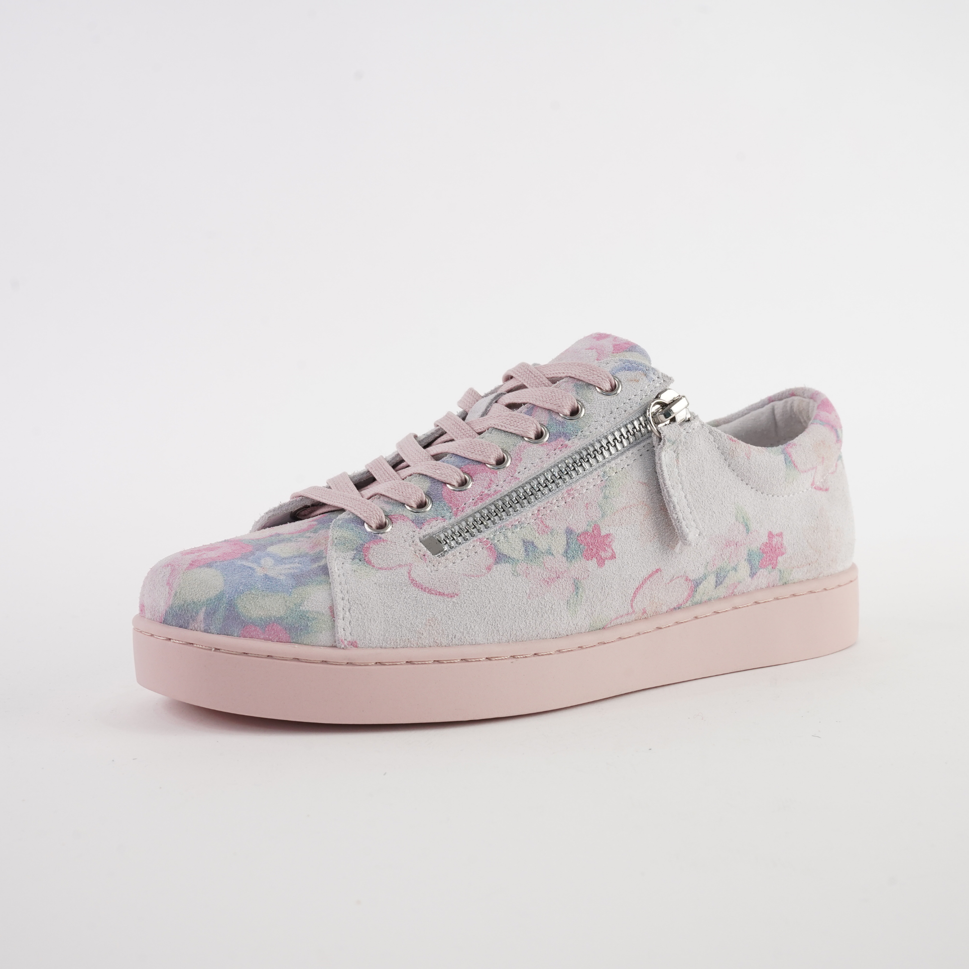 Jelorias Pastel Floral/ Pink Sole Leather Sneakers