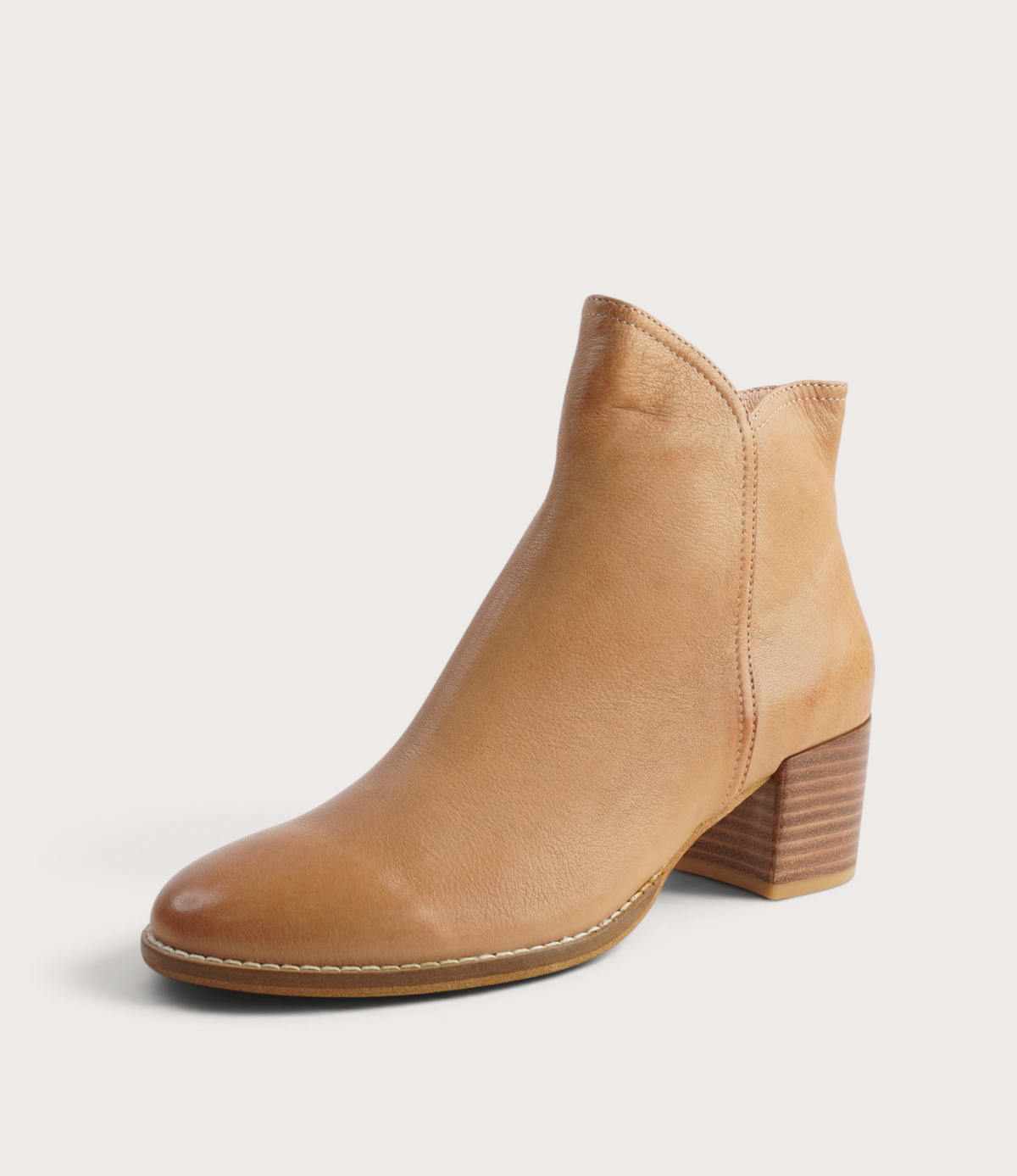 Mockas Dark Tan Leather Ankle Boots