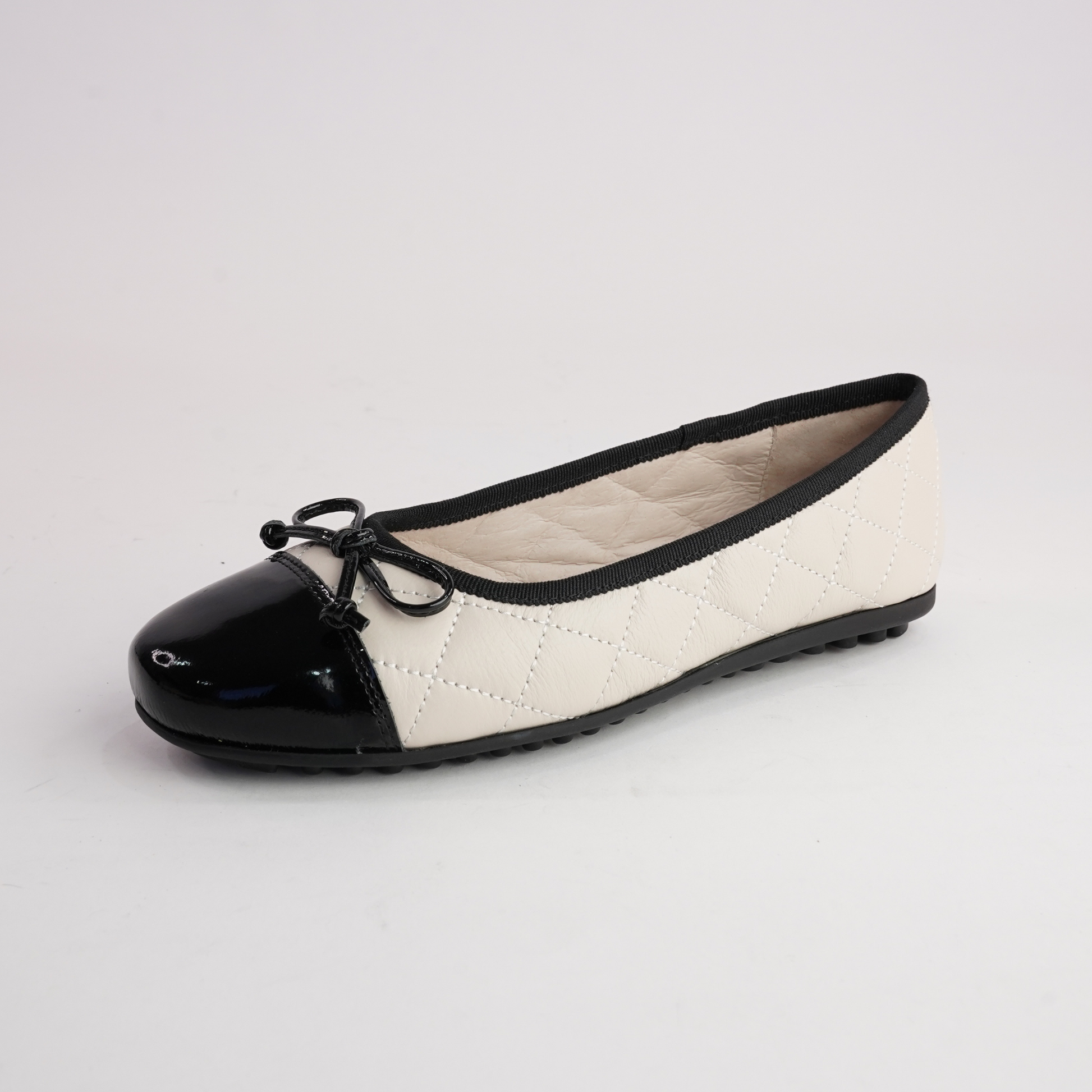Bookie Black Patent/ Milk Leather Ballet Flats
