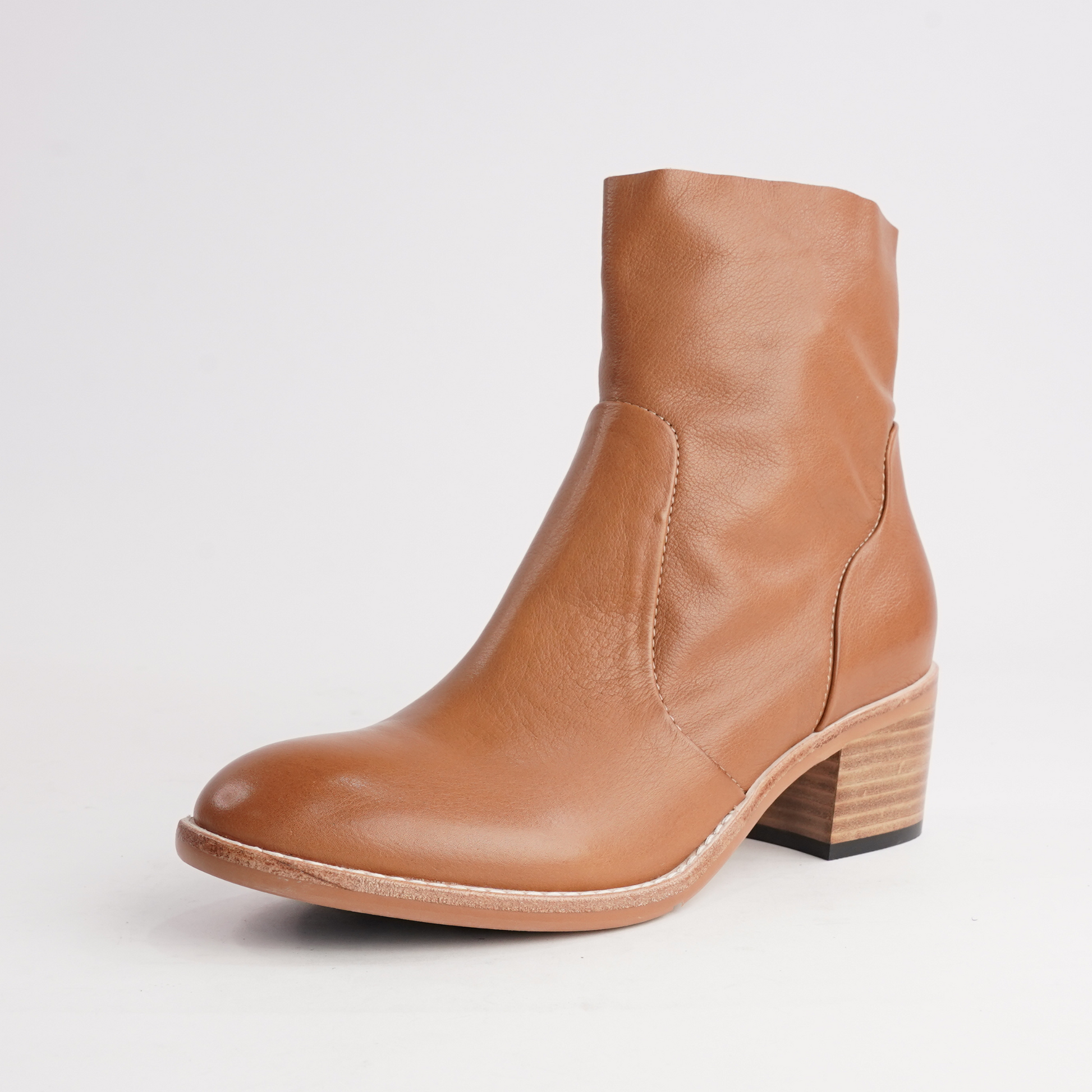 Rarna Tan Leather Ankle Boots