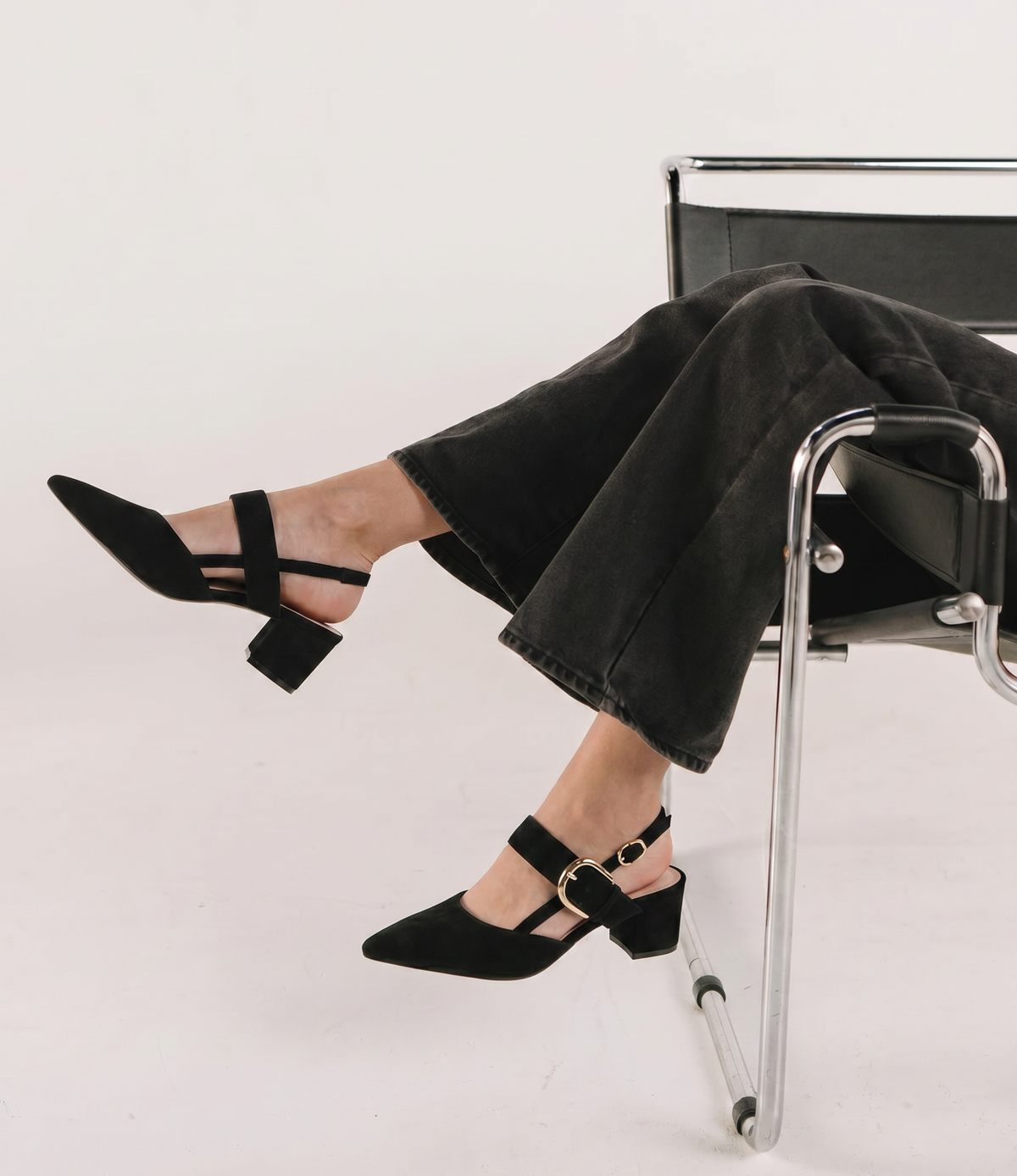 Asten Black Suede Heels