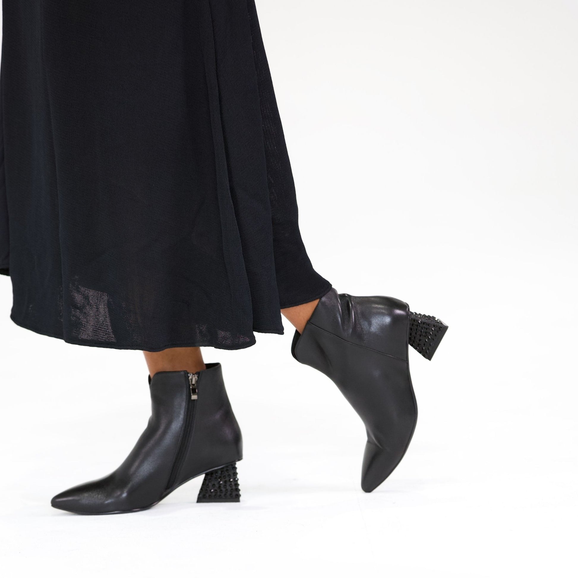 Malitta Black Leather Ankle Boots, DJANGO & JULIETTE - Shouz