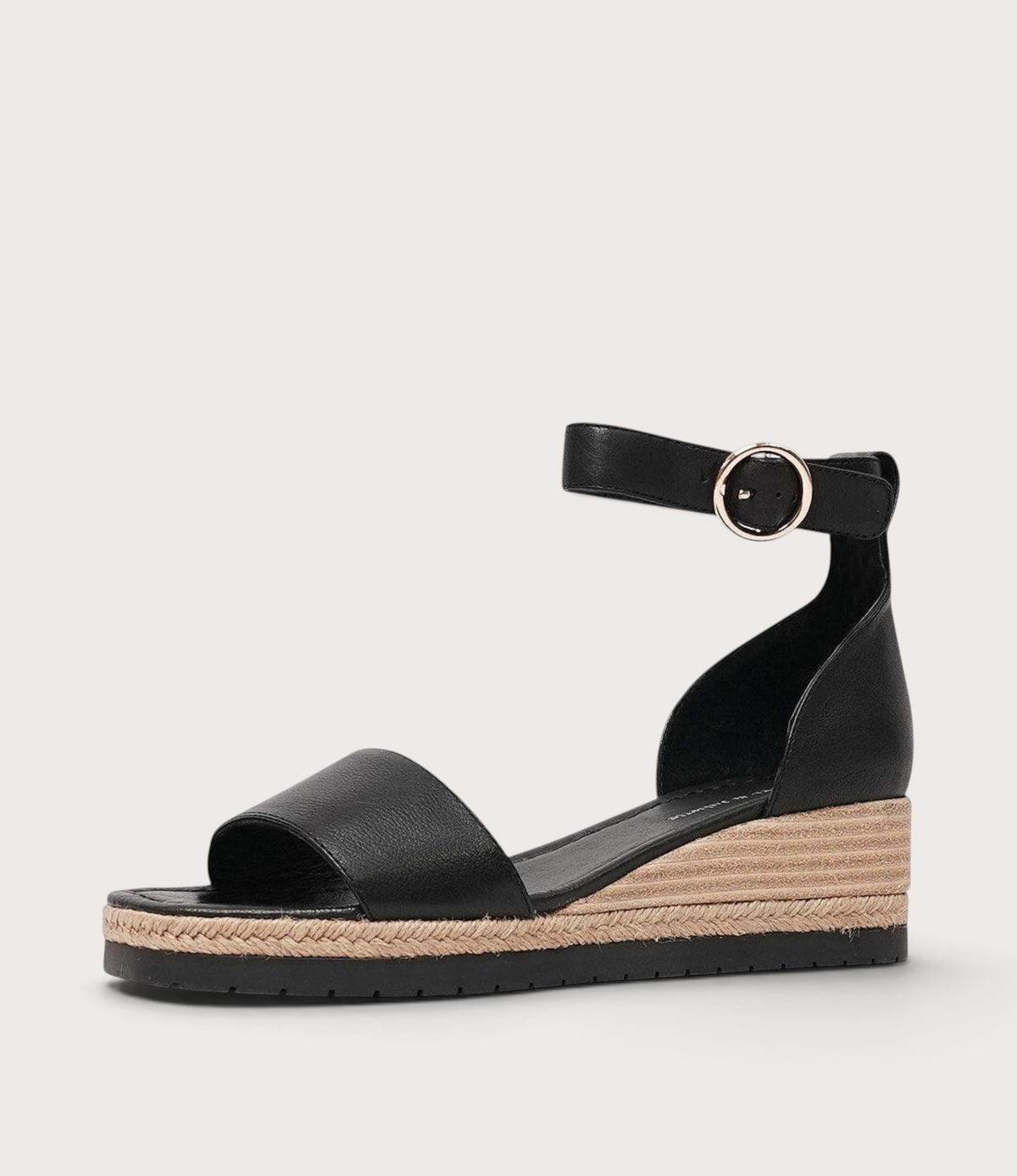 Idola Black Leather Wedges