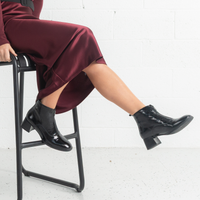 Dora Black Patent Leather Ankle Boots