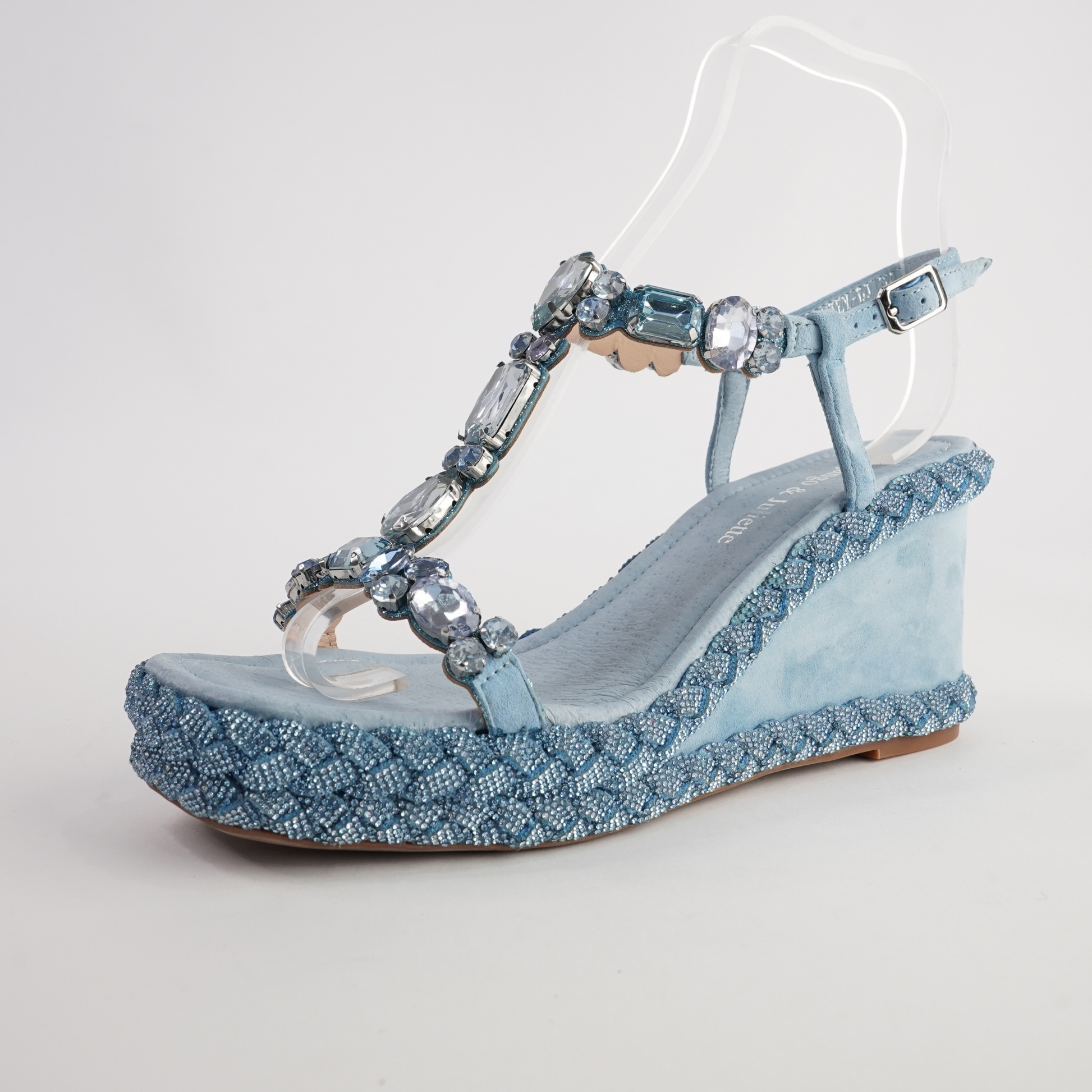 Vontey Denim Suede Wedge Sandals