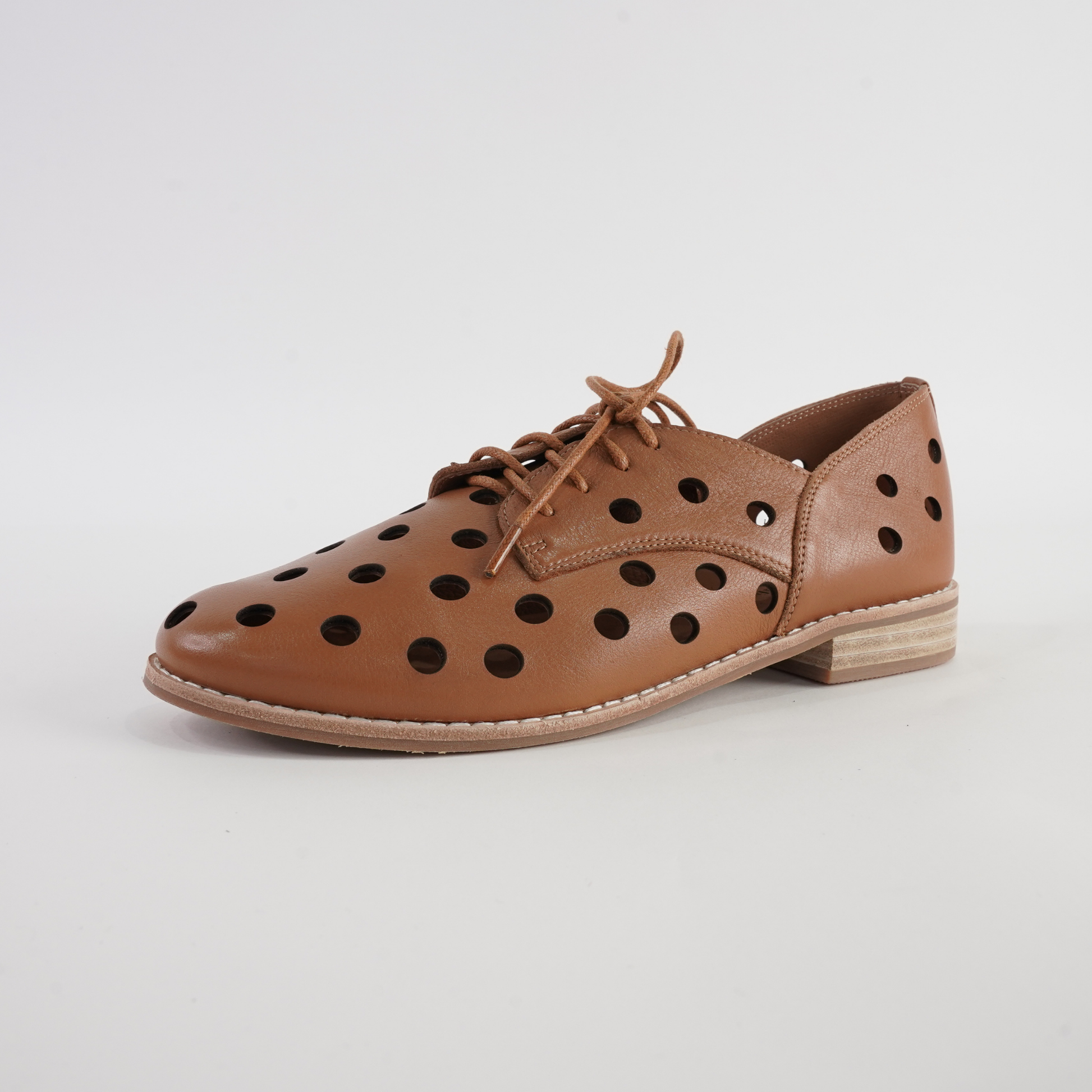 Aksel Dark Tan Leather Lace Up Flats