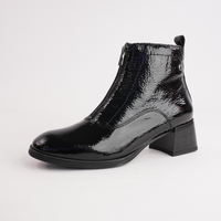 Dora Black Patent Leather Ankle Boots