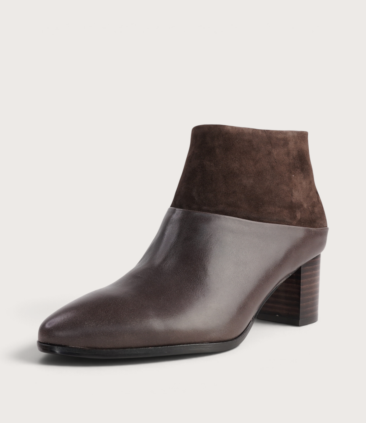 Blumas Choc Leather/ Choc Suede Ankle Boots - DJANGO AND JULIETTE | Shouz