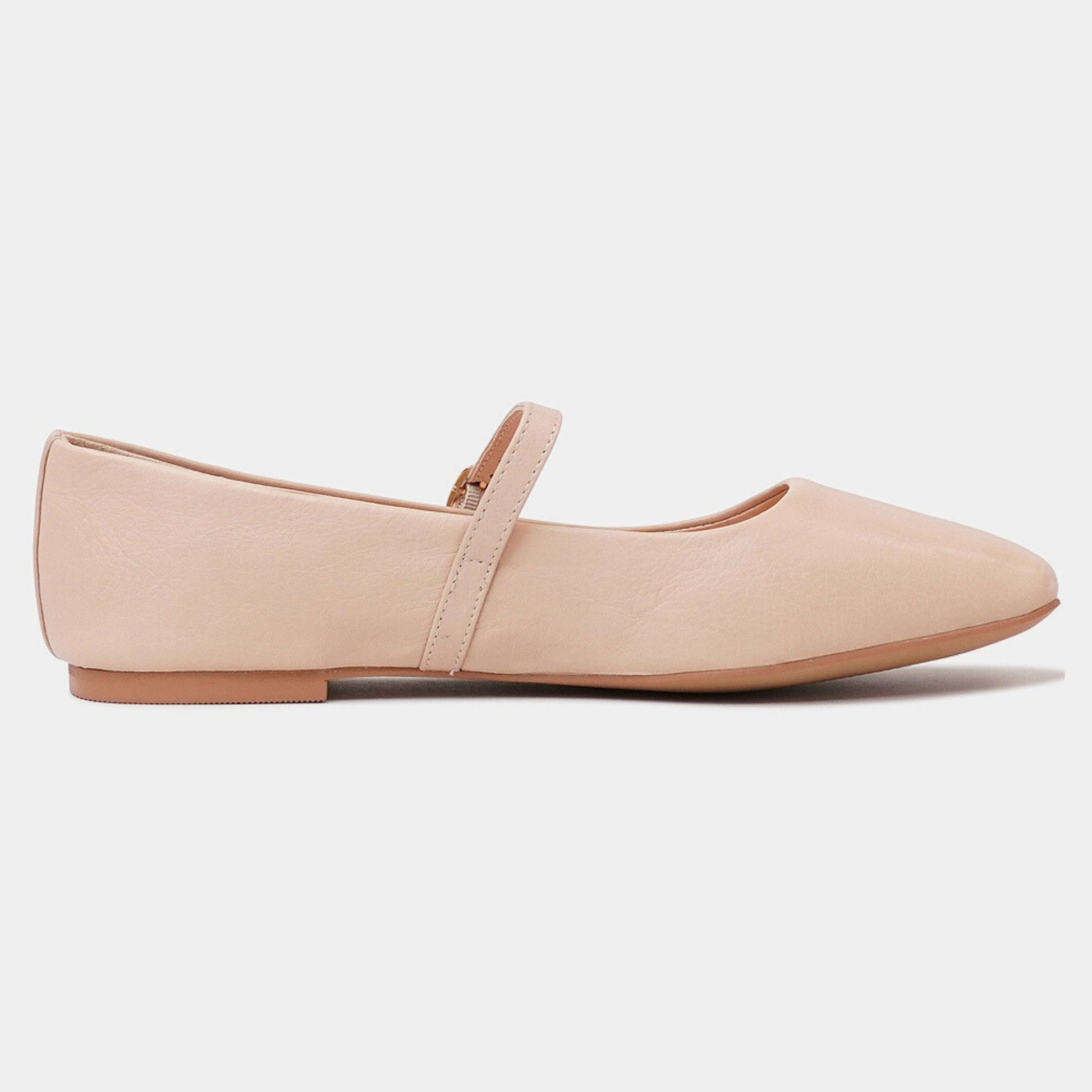 Tokena Nude Leather Ballet Flats, MOLLINI - Shouz