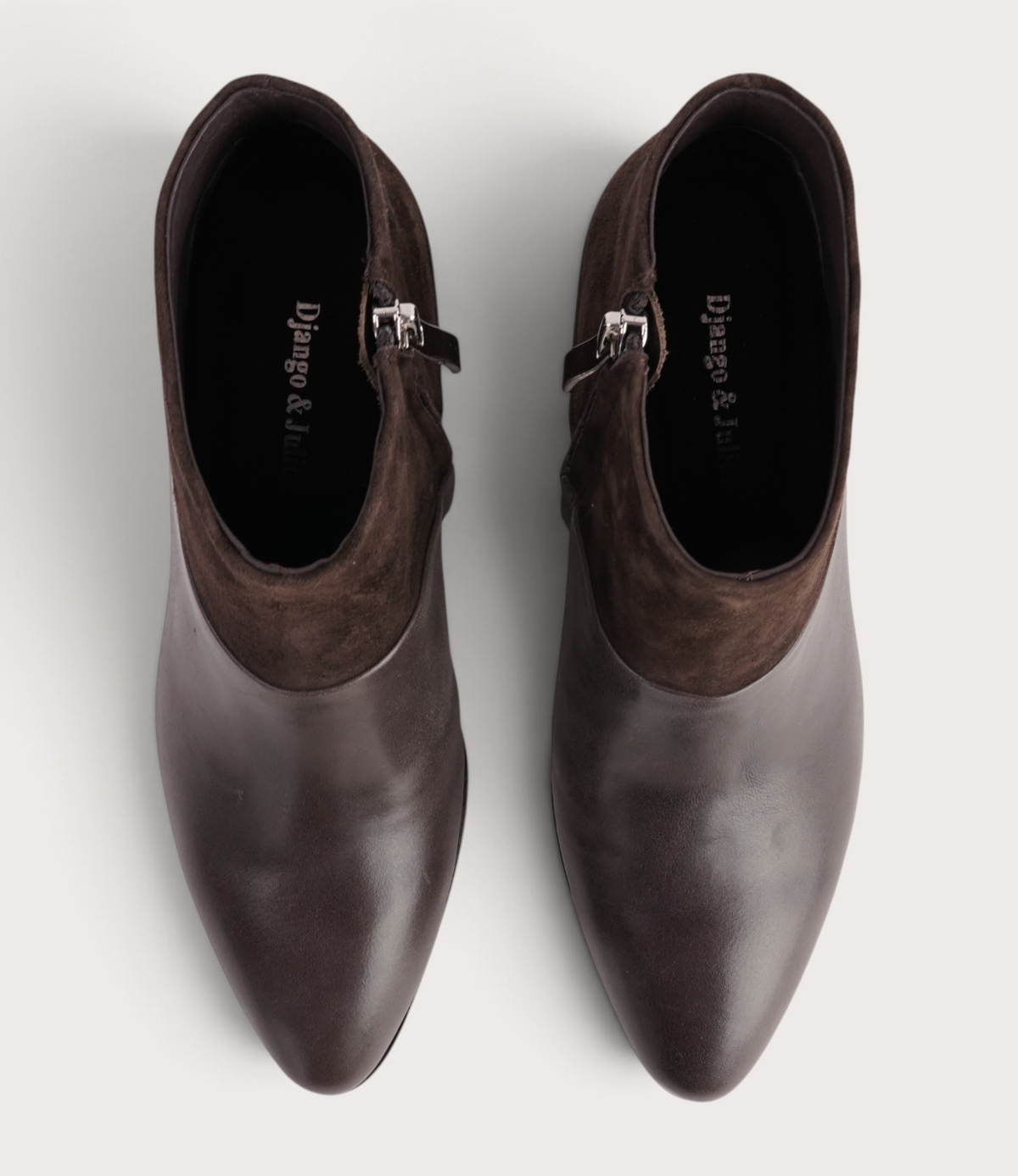 Blumas Choc Leather/ Choc Suede Ankle Boots - DJANGO AND JULIETTE | Shouz