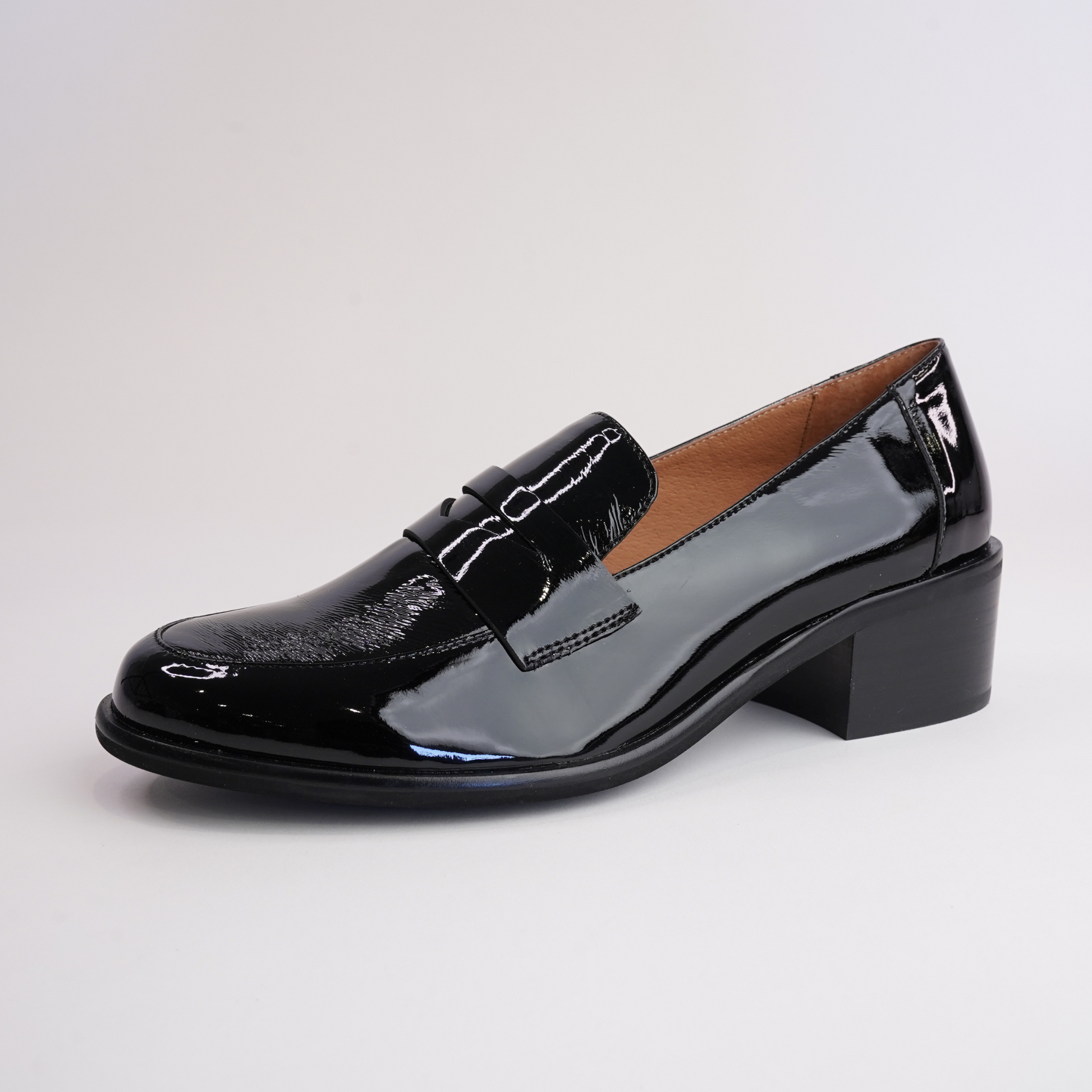 Stiller Black Patent Leather Heeled Loafers