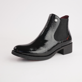 Js-2181 Black Patent Leather Ankle Boots