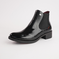 Js-2181 Black Patent Leather Ankle Boots