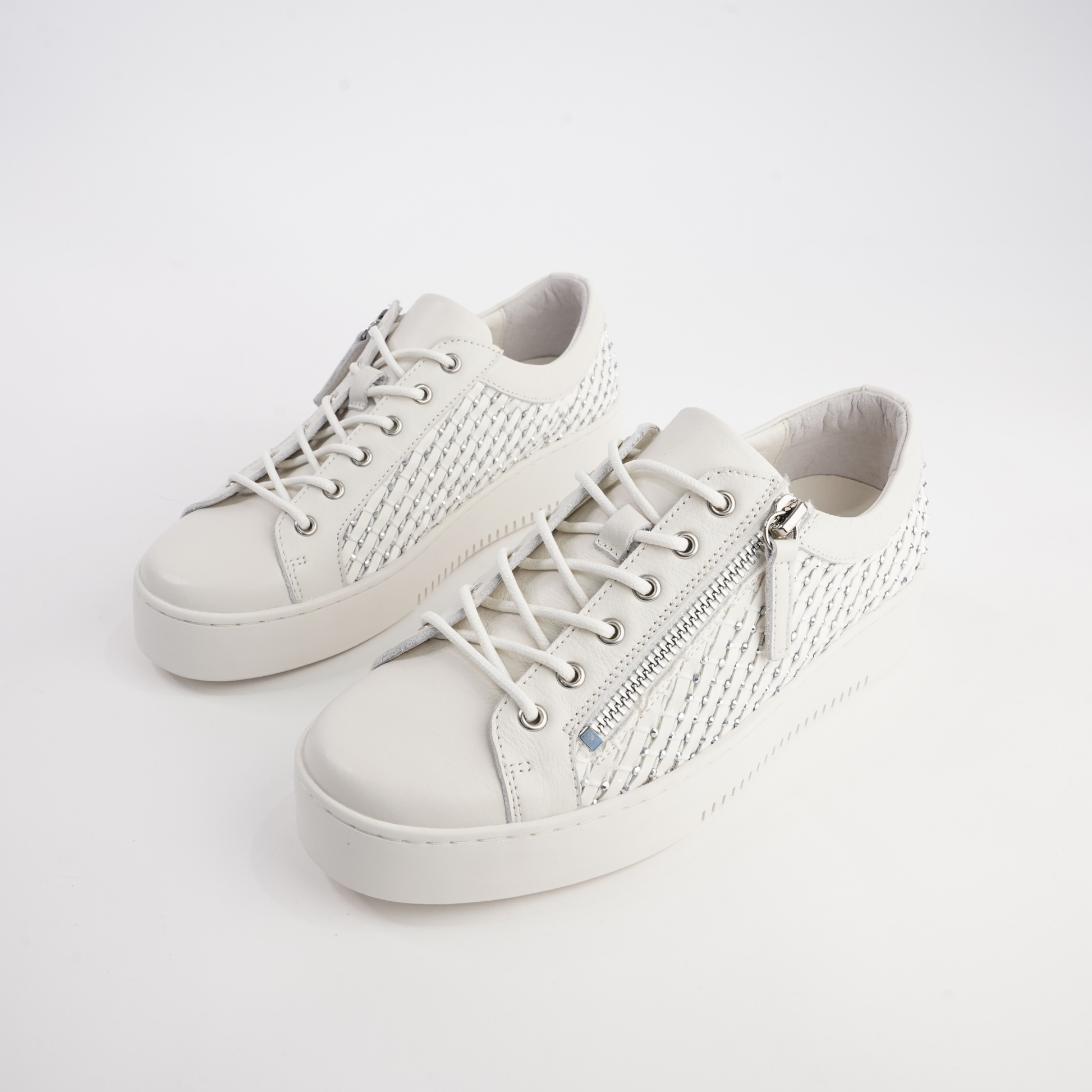 Lelah Ivory Multi Leather Sneakers