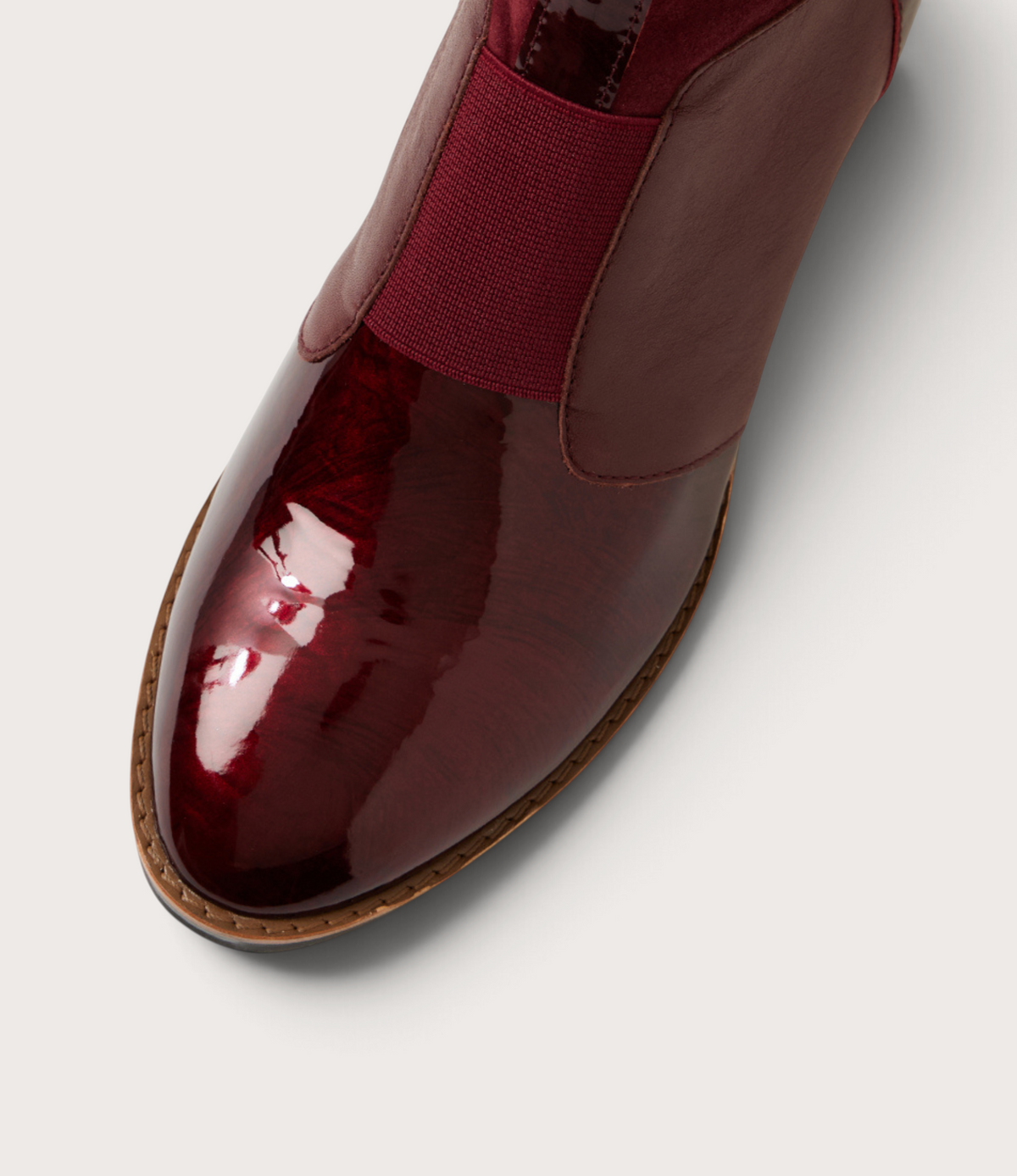 Traigs Burgundy Mix Leather Ankle Boots