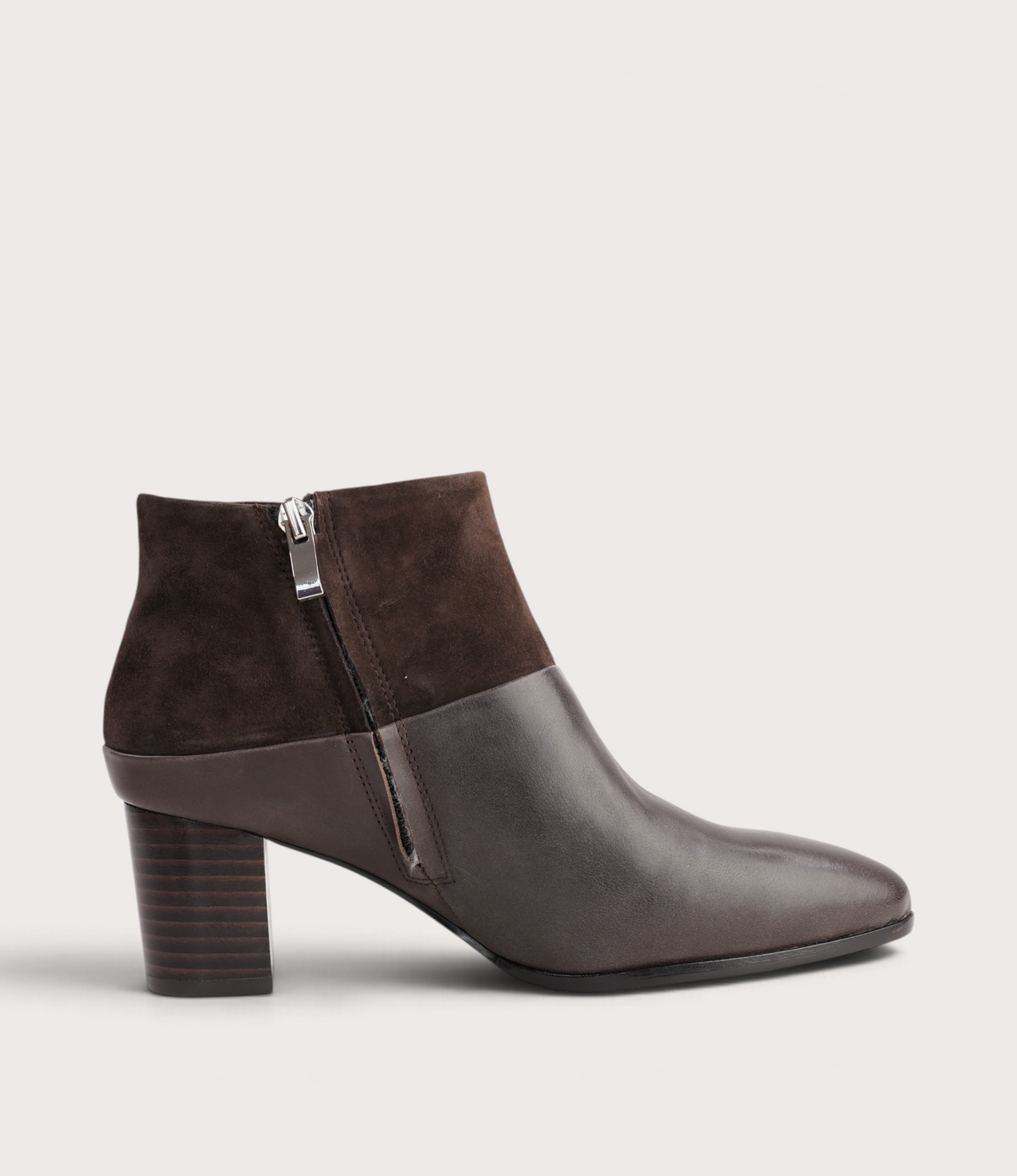 Blumas Choc Leather/ Choc Suede Ankle Boots - DJANGO AND JULIETTE | Shouz