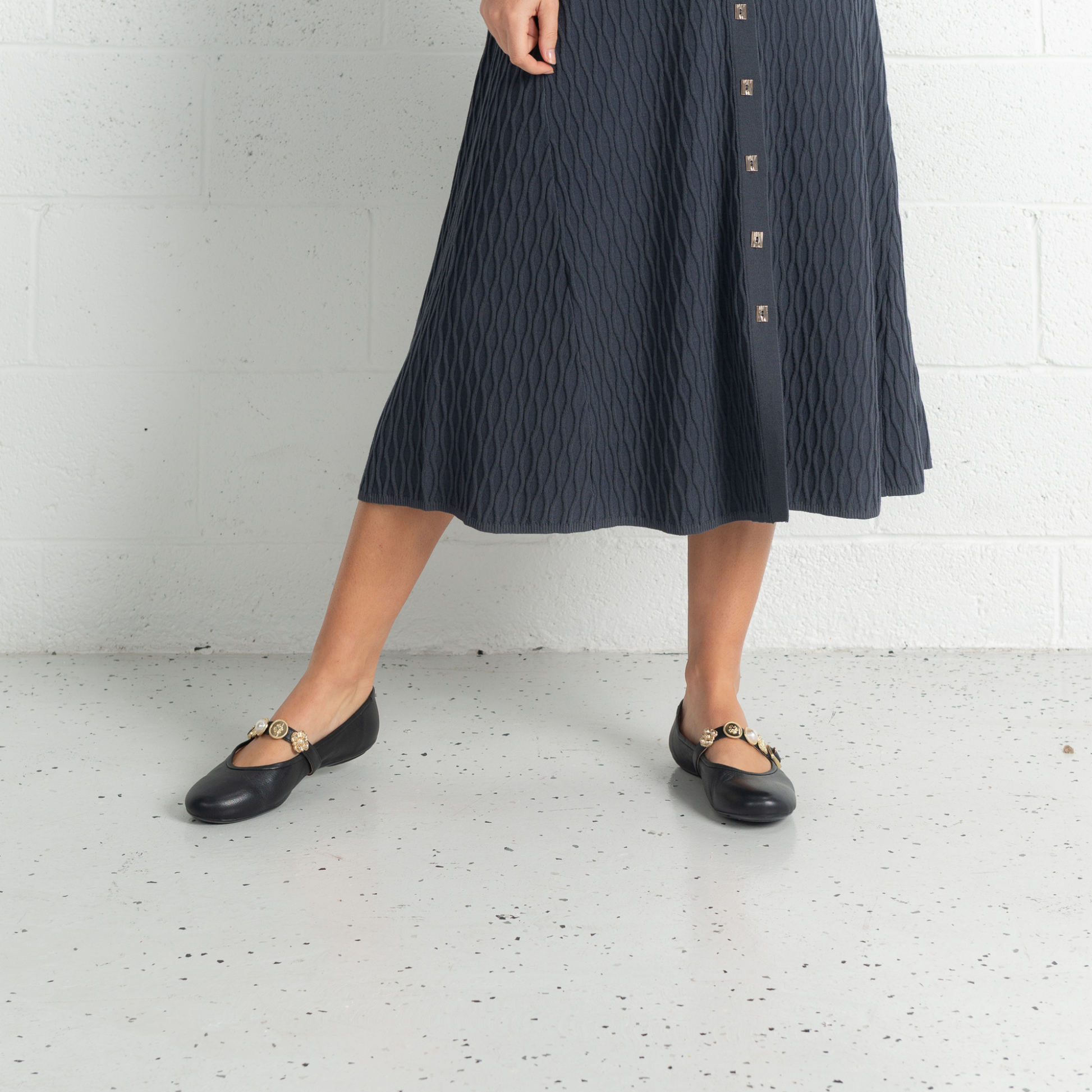 Blairre Black Leather Ballet Flats
