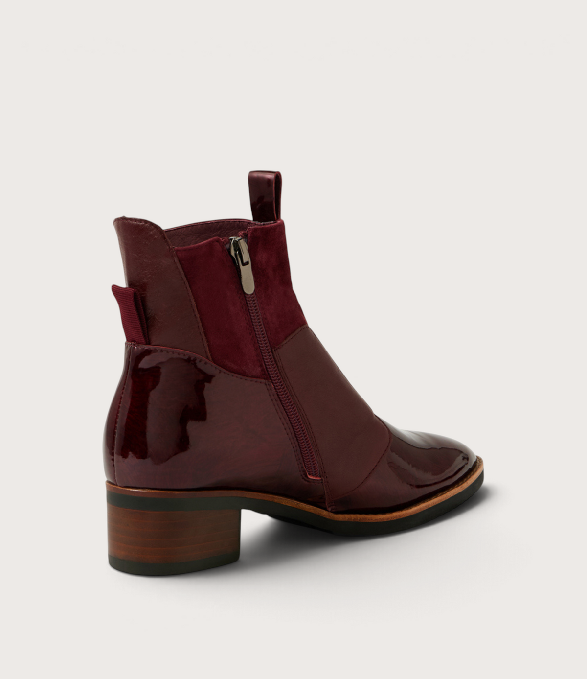 Traigs Burgundy Mix Leather Ankle Boots