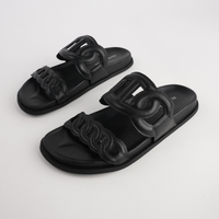 Tulia Black Leather Slides