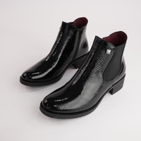 Js-2181 Black Patent Leather Ankle Boots