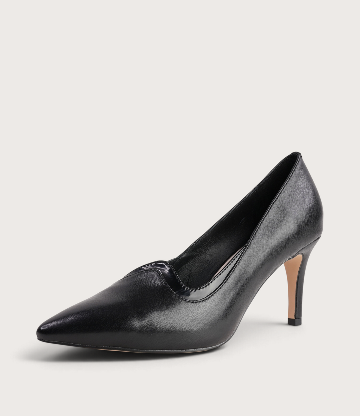 Blosko Black Leather/ Patent Heels