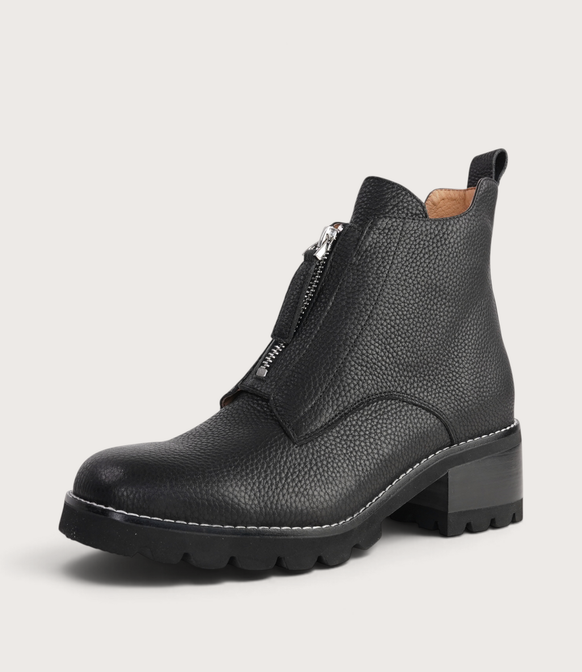 Dazzler Black/ Black Leather Ankle Boots