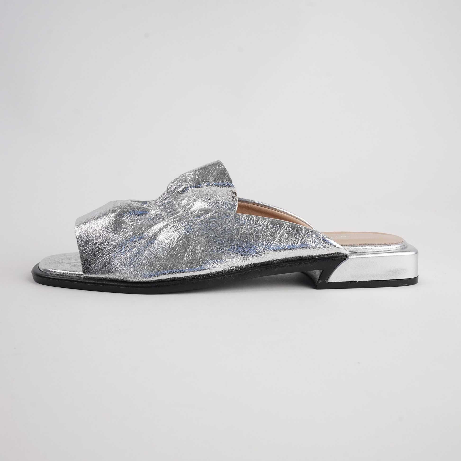 Luna Silver Leather Flats