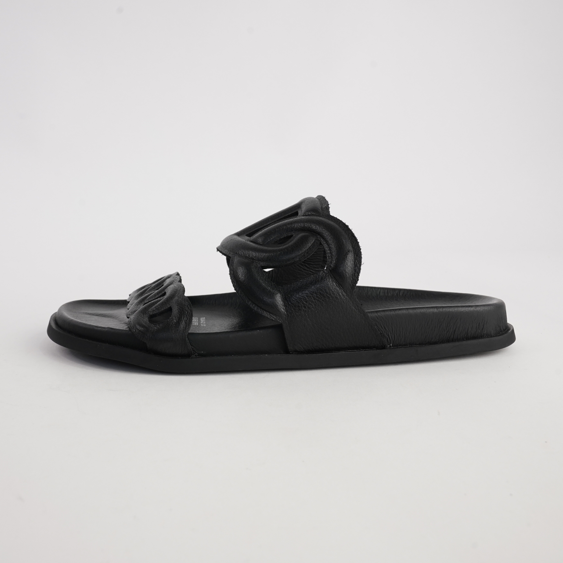 Tulia Black Leather Slides