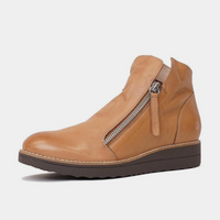 Ohmy Dark Tan/choc Sole Leather Ankle Boots