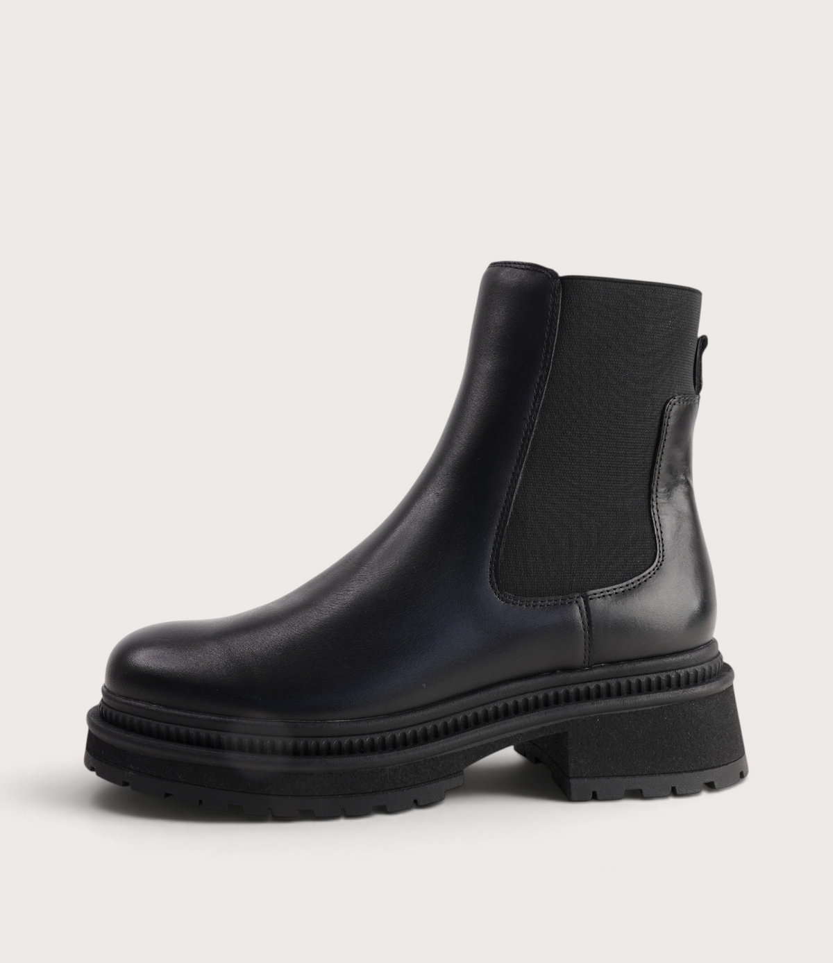 Brussels Black Leather Ankle Boots